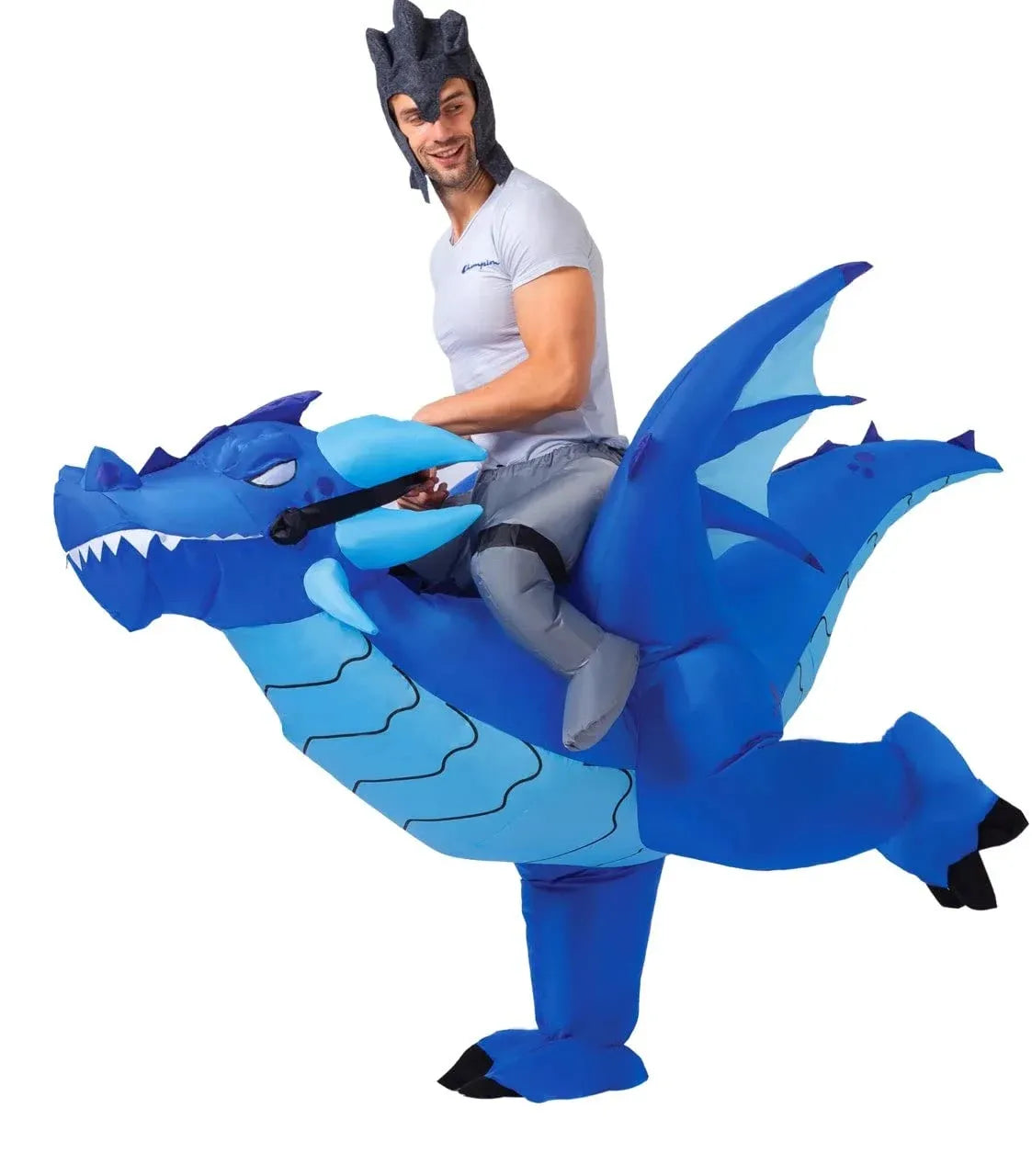 Syncfun Inflatable Costume Riding a Fire or Ice Dragon Air Blow-up Halloween Costume for Adult& Younth