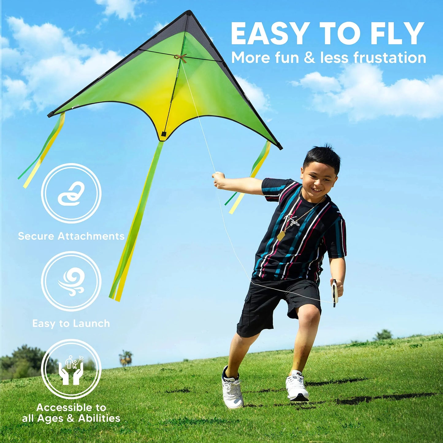 Syncfun 3 Packs Large Delta Kite, Easy to Fly Huge Kites for Kids and Adults with 262.5 ft Kite String, Beach Kite for Outdoor Games and Activities