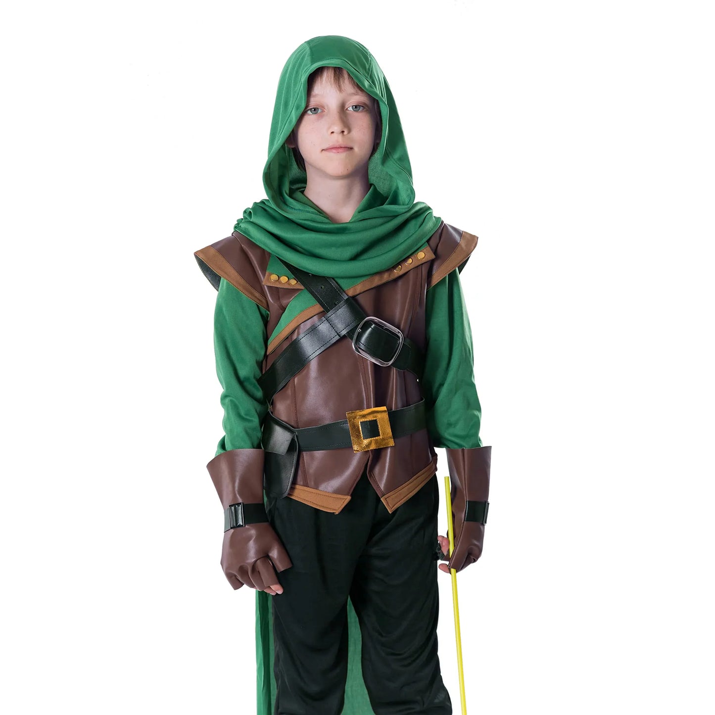 Syncfun Robin Hood Costume Set for Kids, Halloween Dress UP Party, Renaissance Costume Boy, Robin Hooded Cloak, Medieval Costume