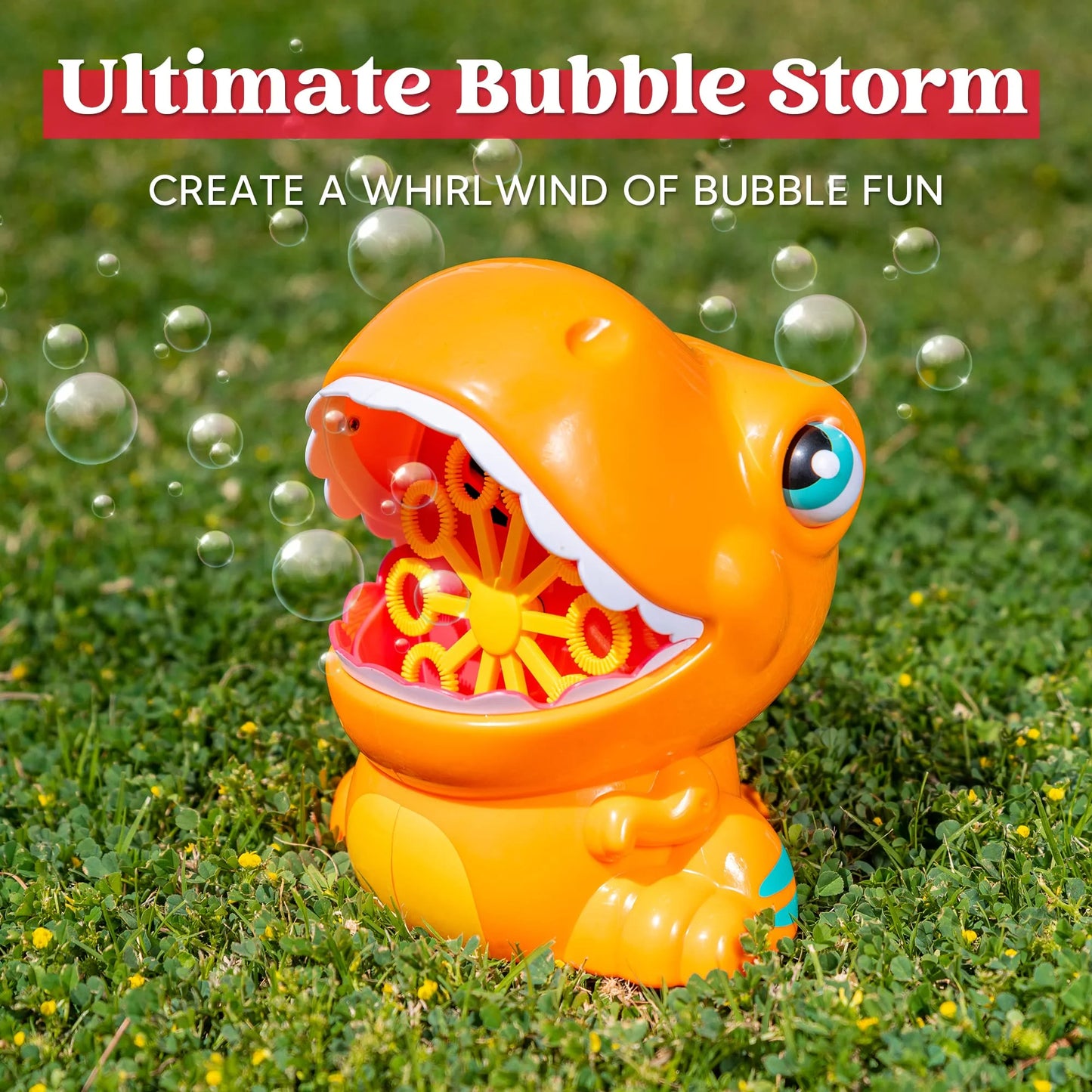 Dinosaur Bubble Machine Automatic Bubble Blower with Refill Solutions, Kids Summer Outdoor Indoor Toy, Dinosaur Party Favor, Kids Birthday Gift
