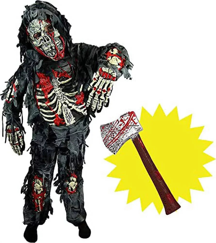 Syncfun  Zombie Costume for Child with Bloody Axe, Halloween Zombie Dress UP for Boys, Monsters Costume Accessories