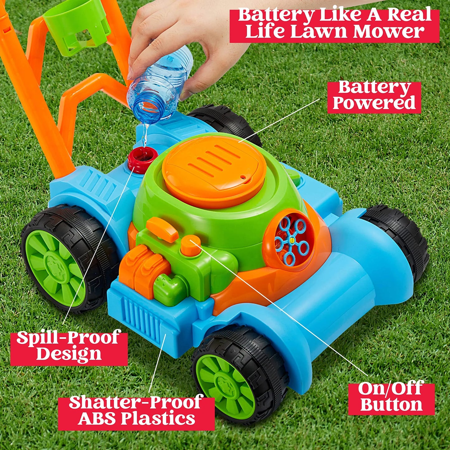 Syncfun Bubble Lawn Mower, Bubble Machine Summer Outdoor Toys for Toddlers 1-3, Bubbles for Kids 2 4 6 Years Birthday Toy