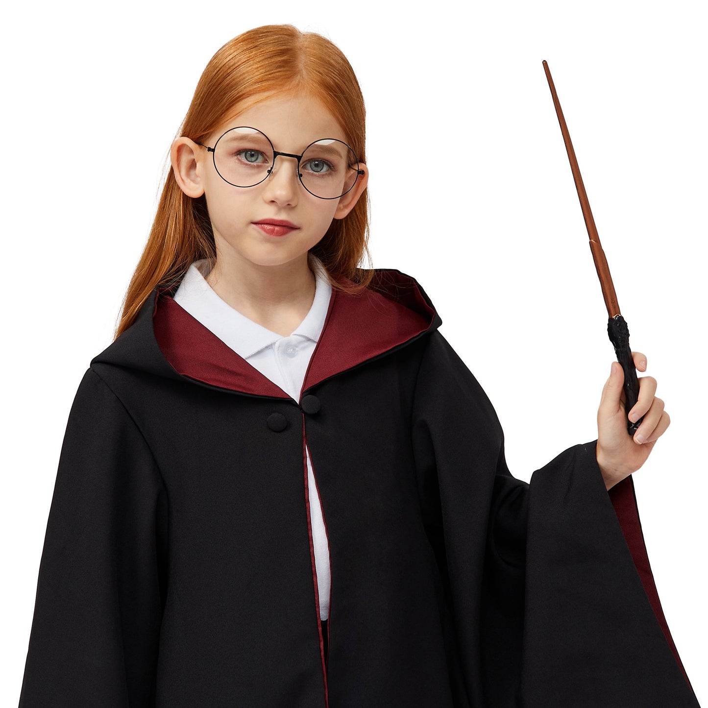 SYNCFUN 2 Pcs Halloween Wizard Costume Accessories Set with Black Nerd Circle Glasses and Novelty Witch Magic Wands,Cosplay Accessories for Kids and Adults Dress Up
