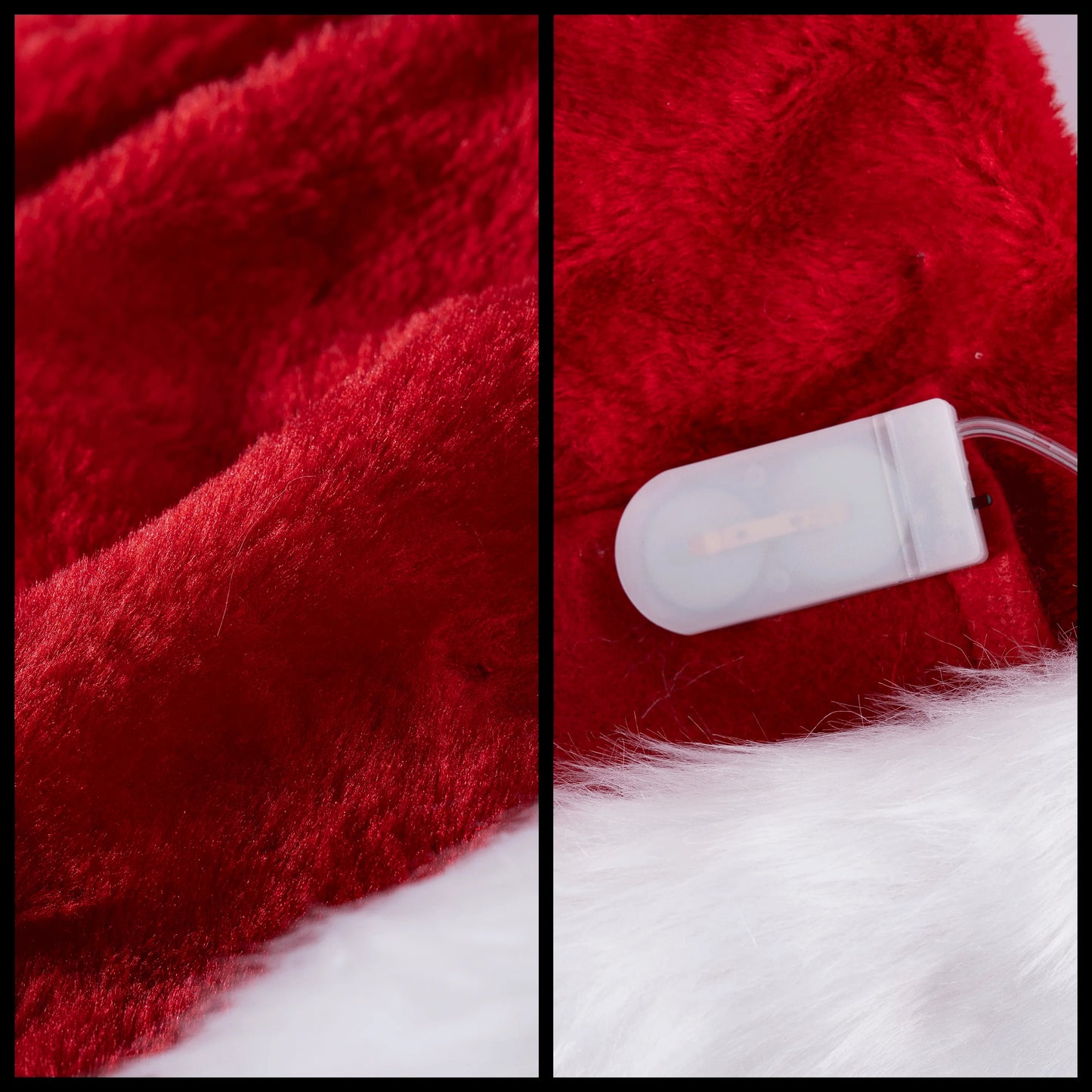 Joyfy Light Up Santa Hats Adult Christmas Hat Elf Xmas Party Hat Red Plush Hat for Adult Women Men