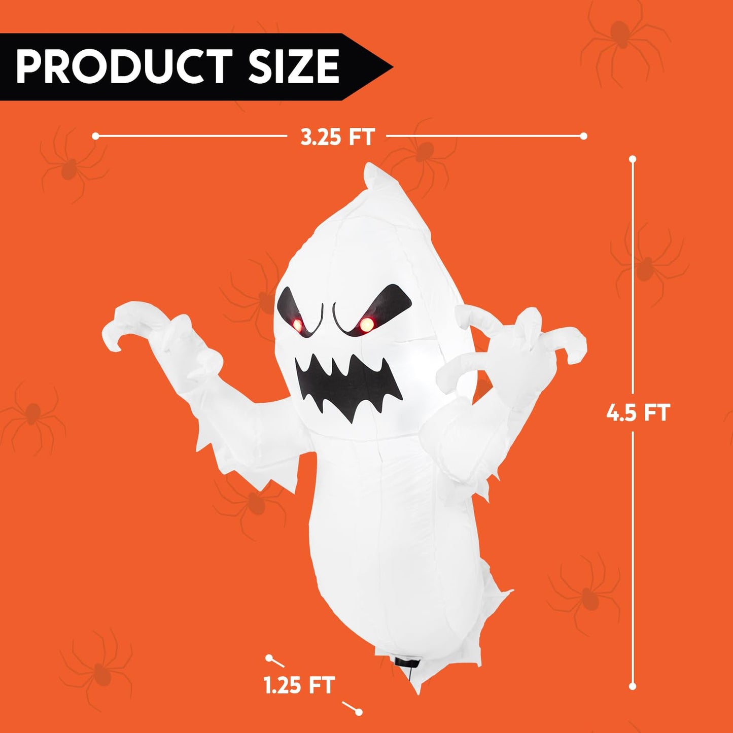 SYNCFUN 4.5 FT Halloween Inflatable Outdoor Scary Flying Ghost Broke Out from Window with Built-in LED Blow Up Inflatable for Window Decoration Yard Garden Lawn Decor