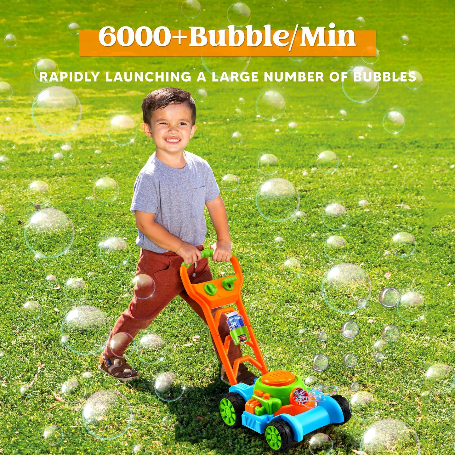 Syncfun Bubble Lawn Mower, Bubble Machine Summer Outdoor Toys for Toddlers 1-3, Bubbles for Kids 2 4 6 Years Birthday Toy