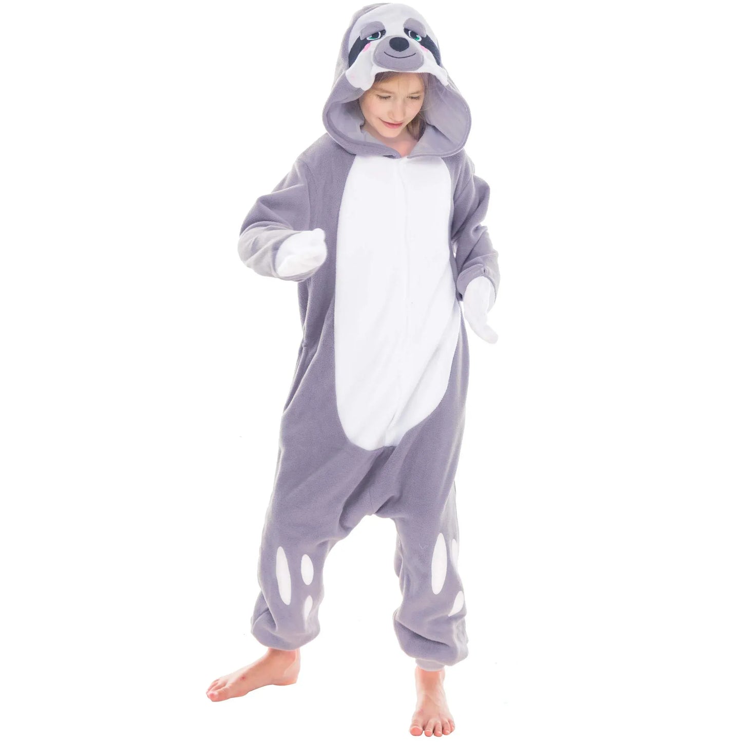 Syncfun Pajama Plush for Child, Sloth Unisex jumpsuit One Piece Animal Costume for Halloween Party Cosplay