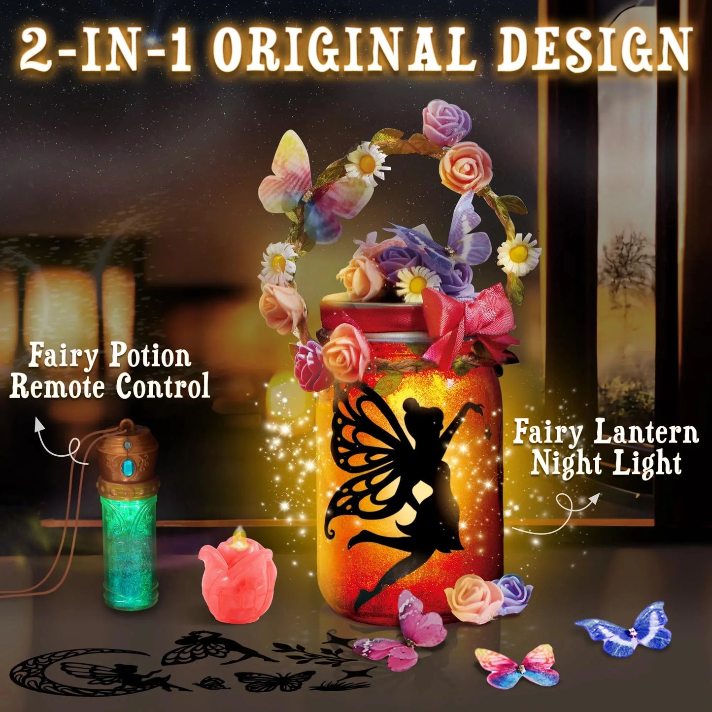 Klever Kits Fairy Lantern Craft Kit, 2-in-1 Moon Lamps Arts and Crafts for Kids, Birthday Halloween Gifts for Girls Age 6 up