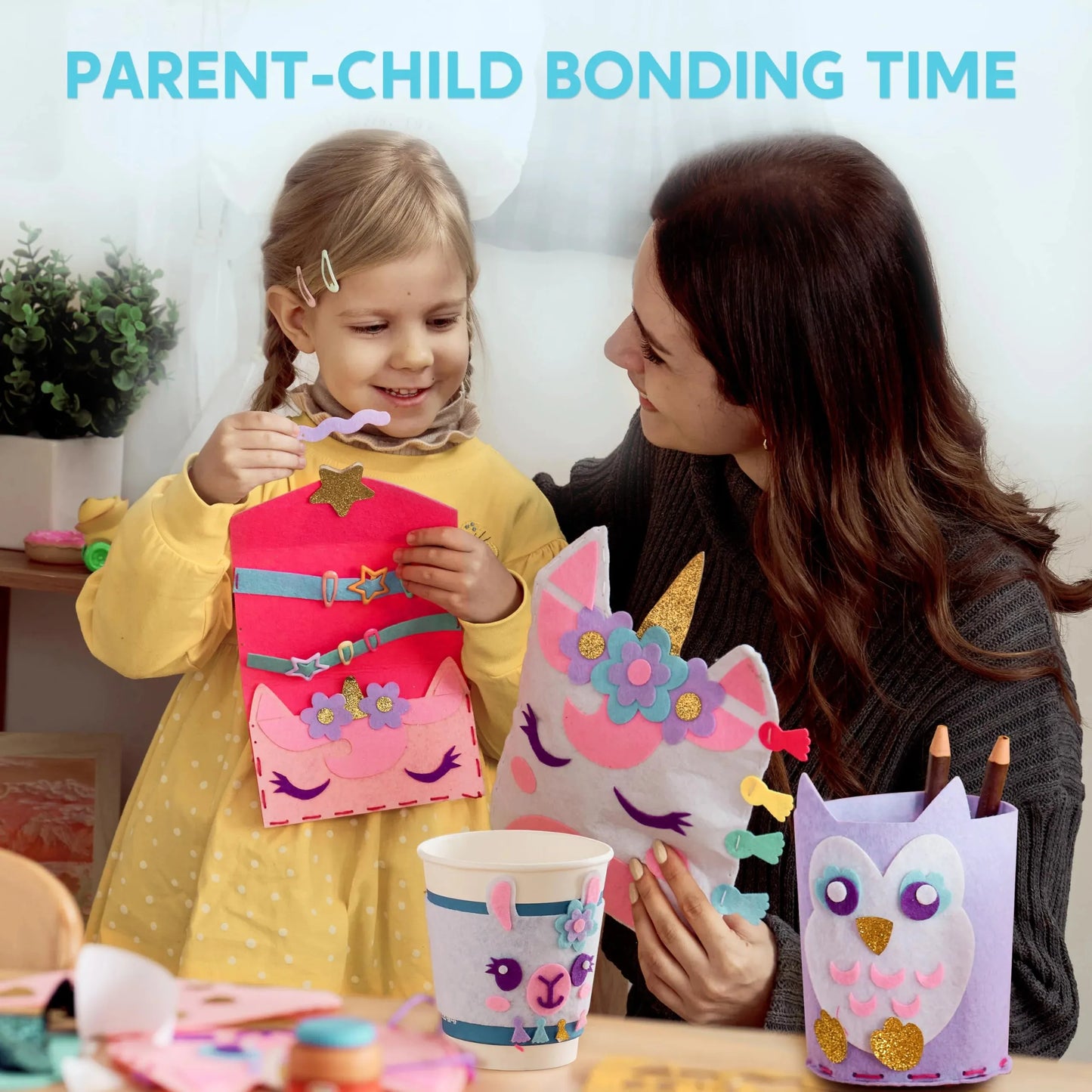 Syncfun 7 Sewing Projects Felt Sewing Kit for Kids, Animal Arts and Crafts of Magical Unicorn Pillow and Enchanting Mermaid Card Holder, Birthday Gift for Girls aged 6+