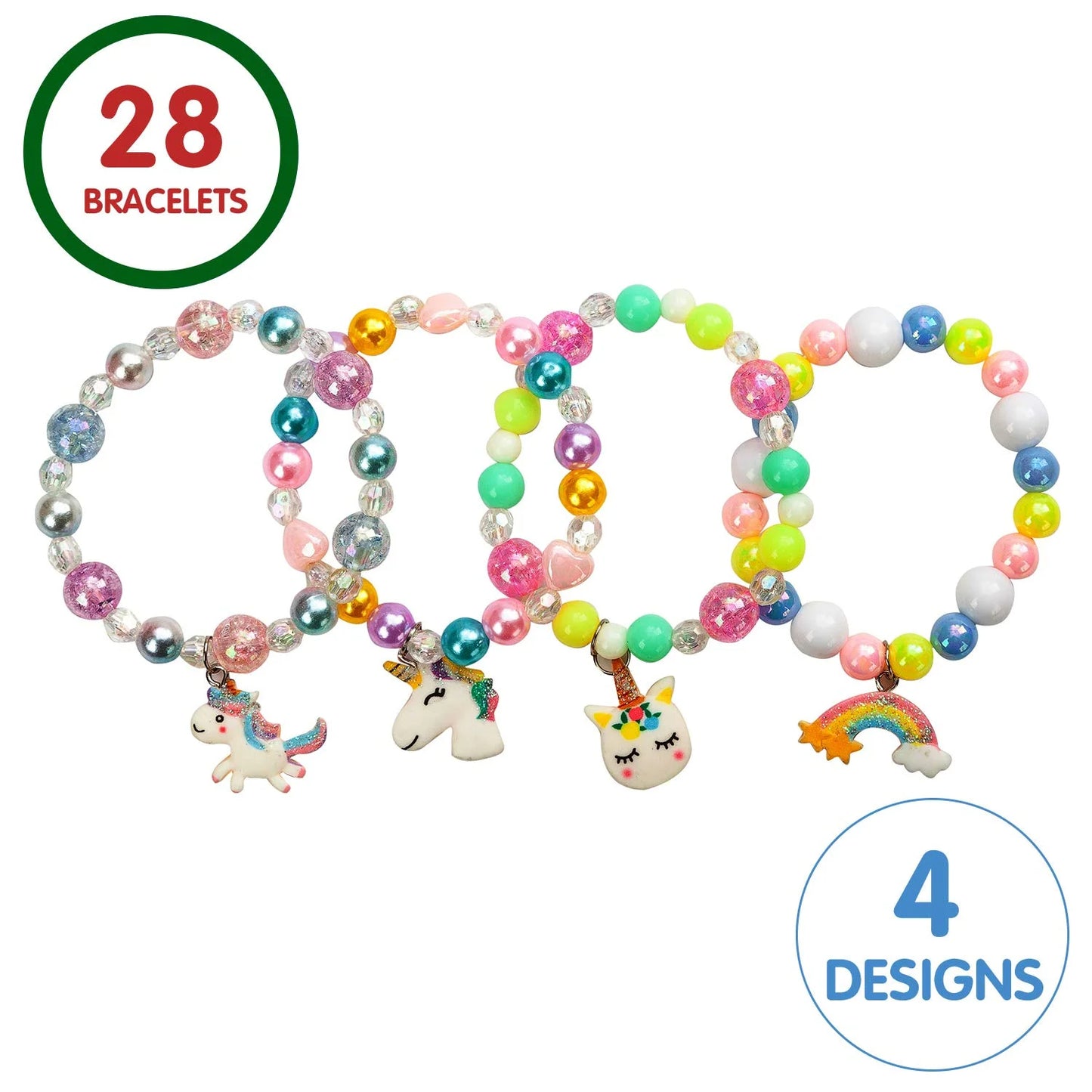 28 Packs Valentines Day Cards with Unicorn Bracelets for Kids, Valentines School Classroom Exchange Cards, Valentines Party Favors