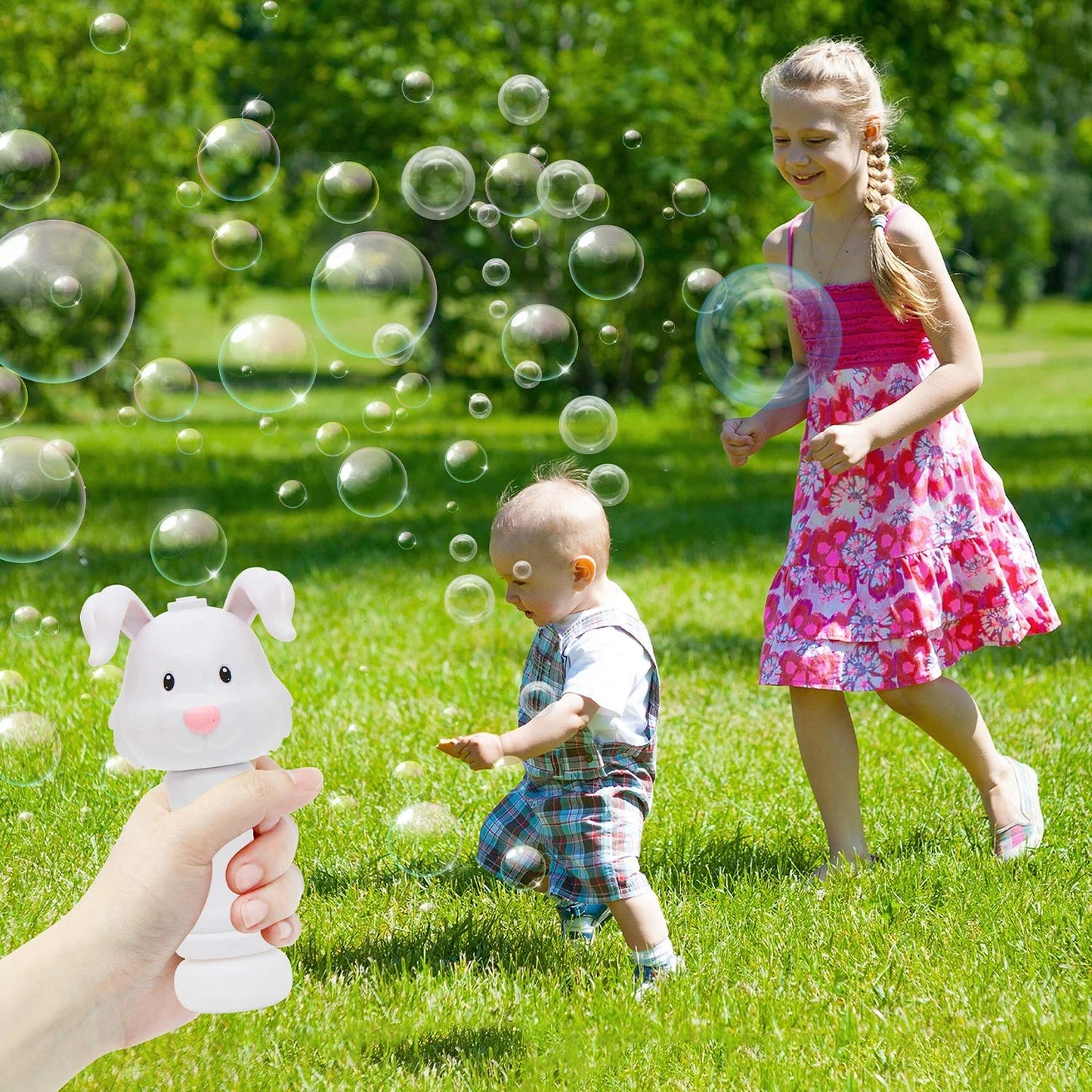 2 Pack Duck Bunny Bubble Blowing Toy for Outdoor Activities, Party, Wedding, Easter Basket Stuffer