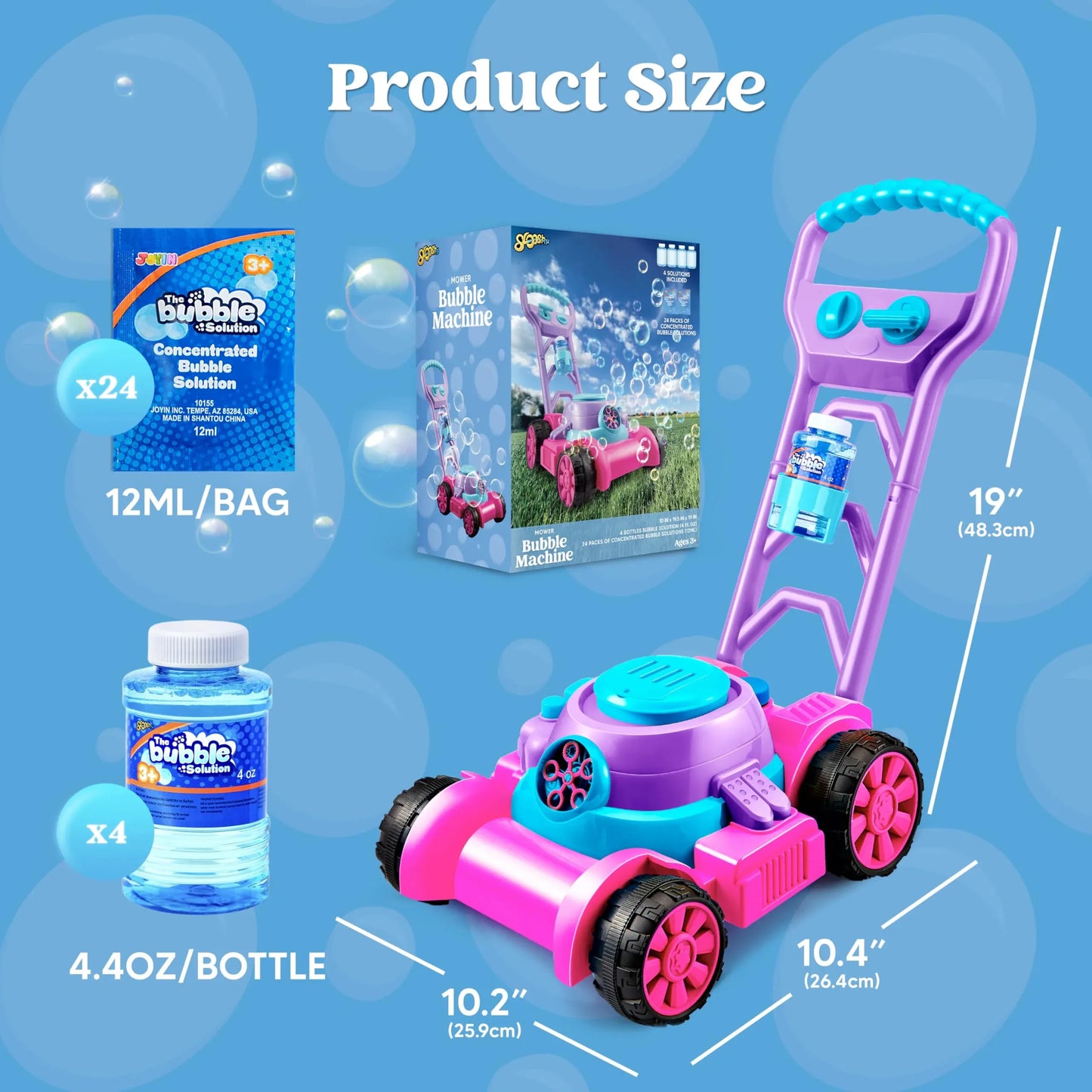 Syncfun Bubble Lawn Mower, Bubble Machine Summer Outdoor Toys for Toddlers 1-3, Pink Bubble Blower for Kids 2 4 6 Birthday Gifts