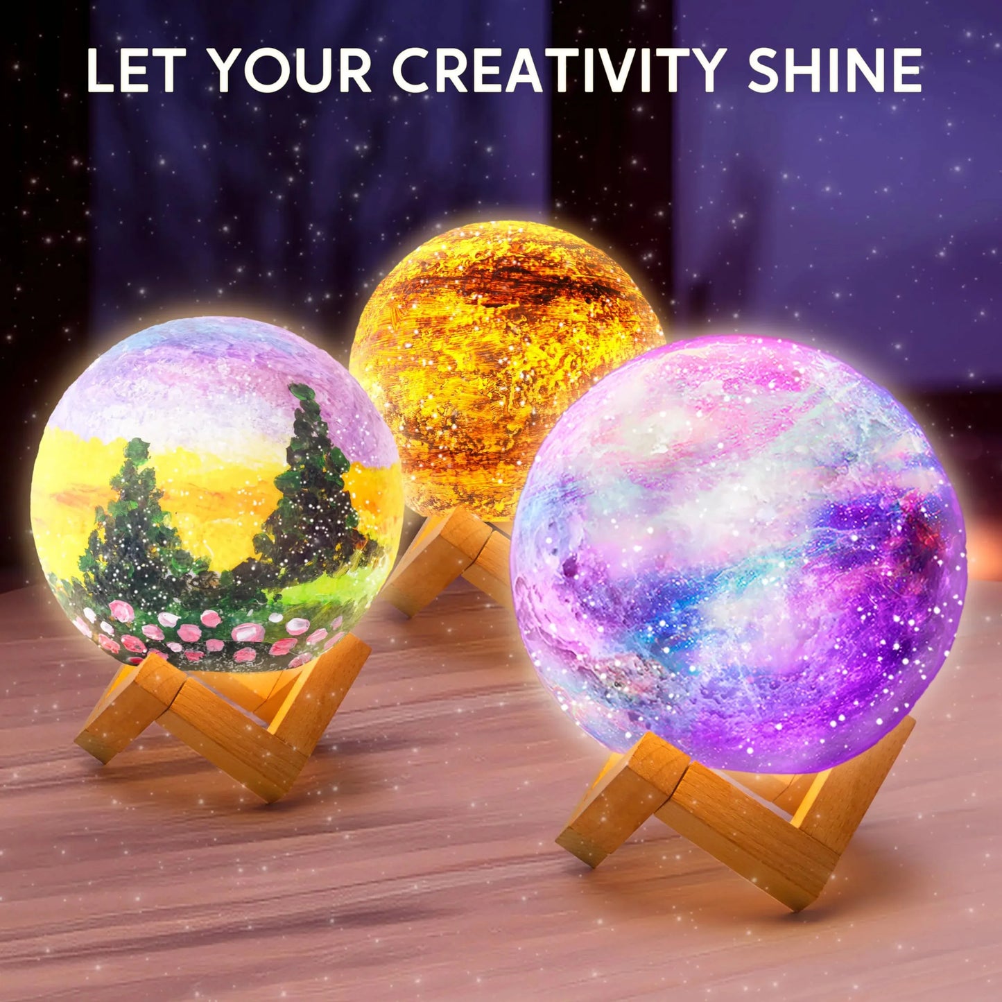 Syncfun DIY 3D Moon Night Light,Paint Your Own Moon Lamp Kit Galaxy Lamp Arts and Crafts Kit, School Activities, Birthday Gifts for Kids Girls