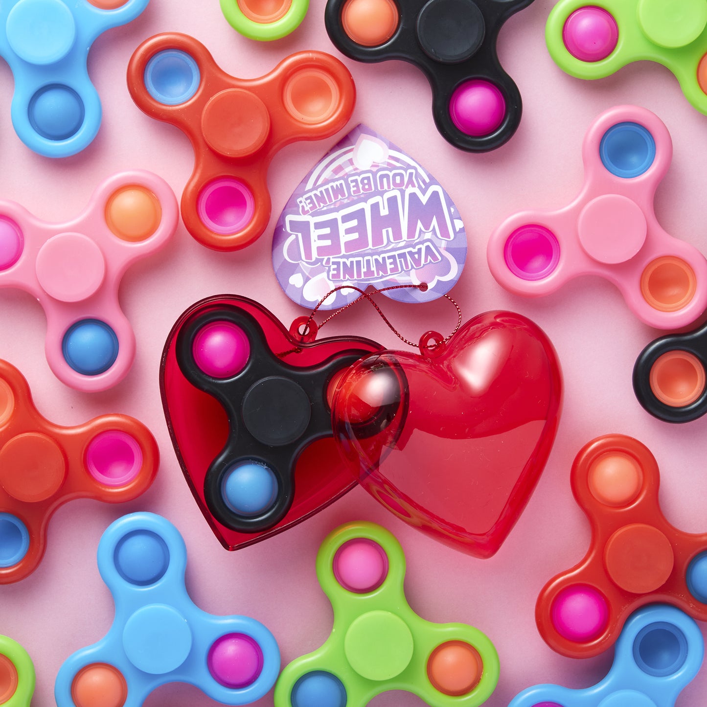 56 Pcs Valentines Cards for Kids (28 Fidget Spinner and 28 Cards),Valentine’s Card Classroom Exchange Prizes for Boys and Girls