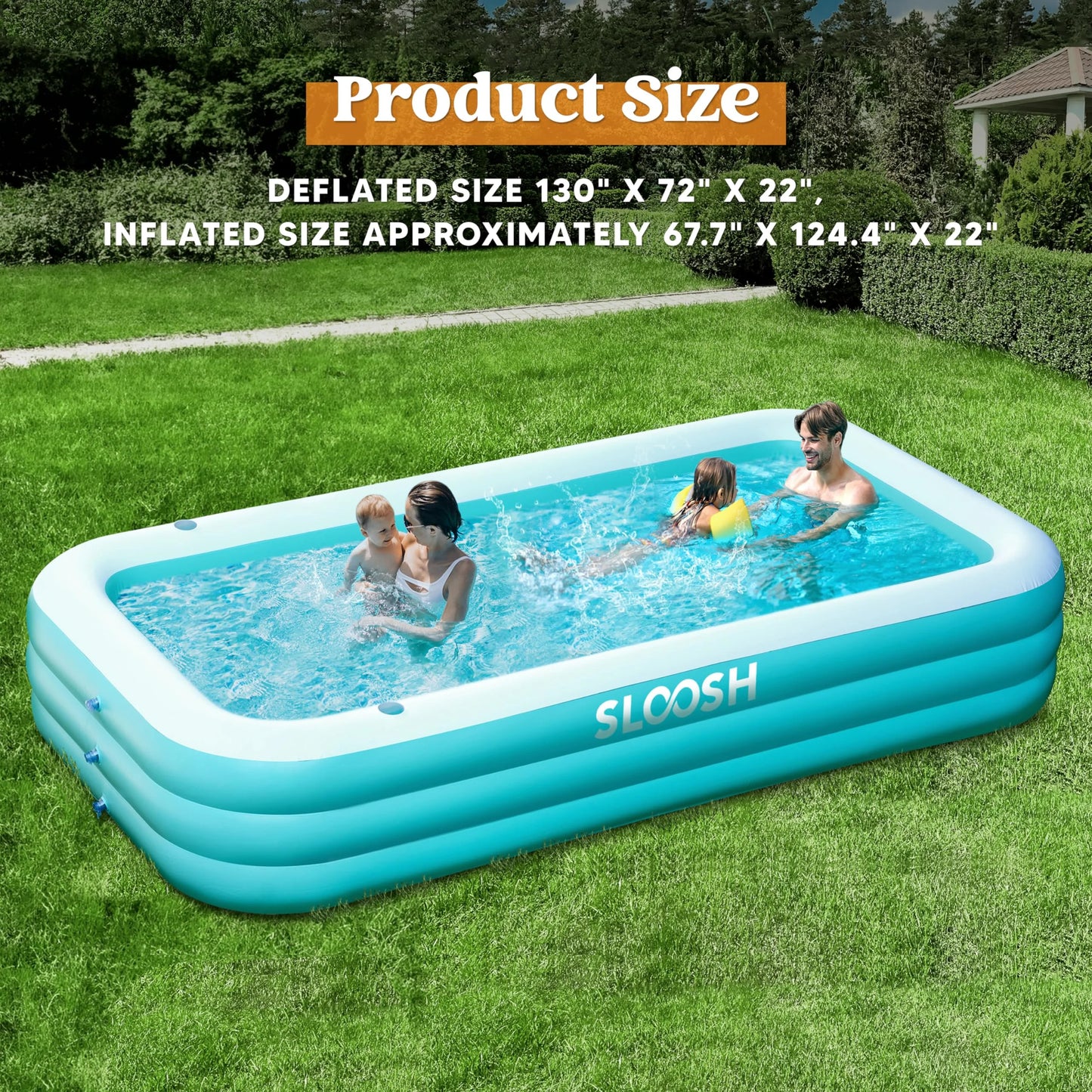 Syncfun Inflatable Pool with Seats for Adults & Kids, Extra Large Full-Sized Inflatable Swimming Pool, Above Ground Swimming Pool, Blow Up Family Pool Summer Water Party Backyard Garden Lawn