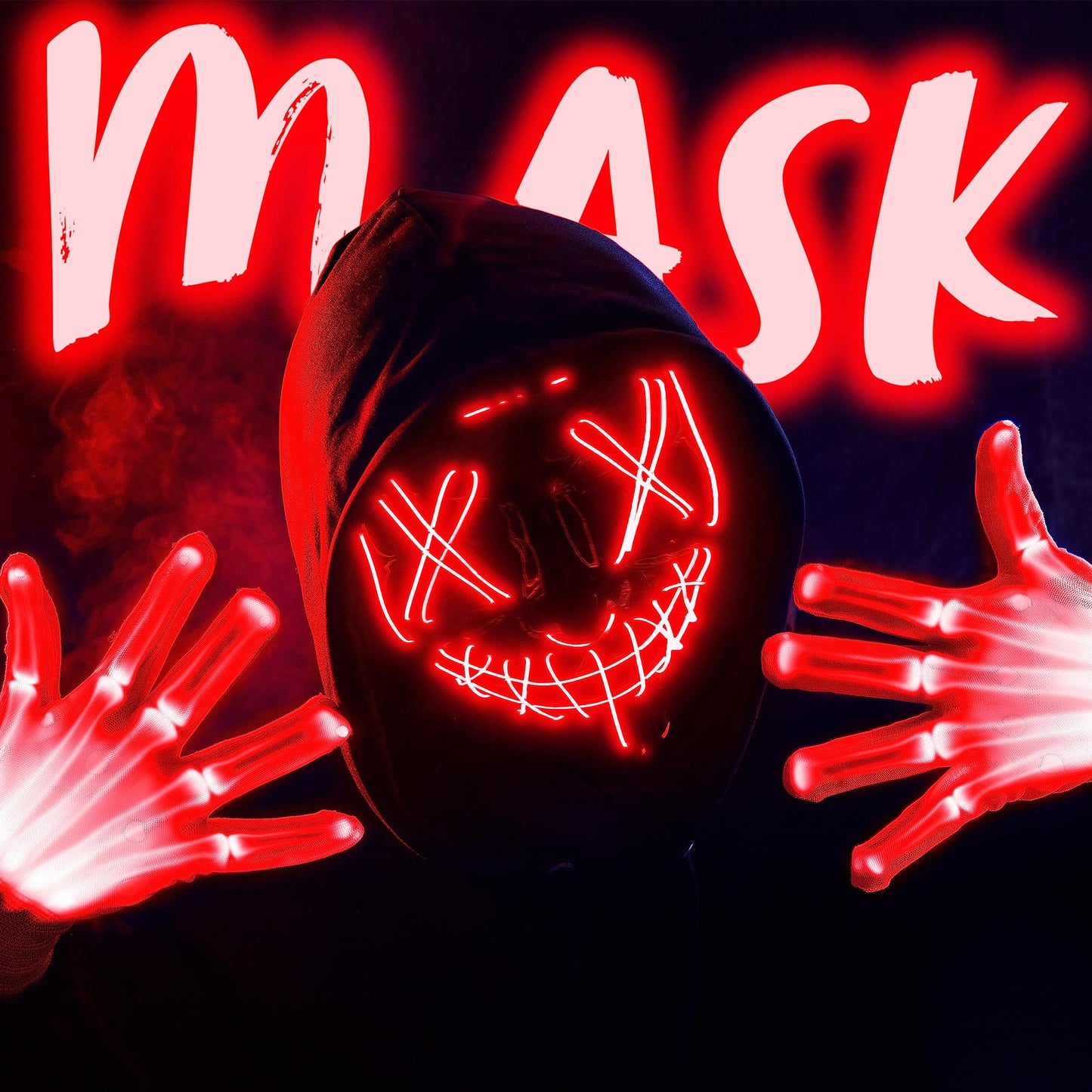 Joyfy Halloween Mask Light up Mask and Gloves,Scary Halloween Costumes Accessories for Boys,Cosplay Halloween Costume Masquerade Parties,Carnival,Gifts
