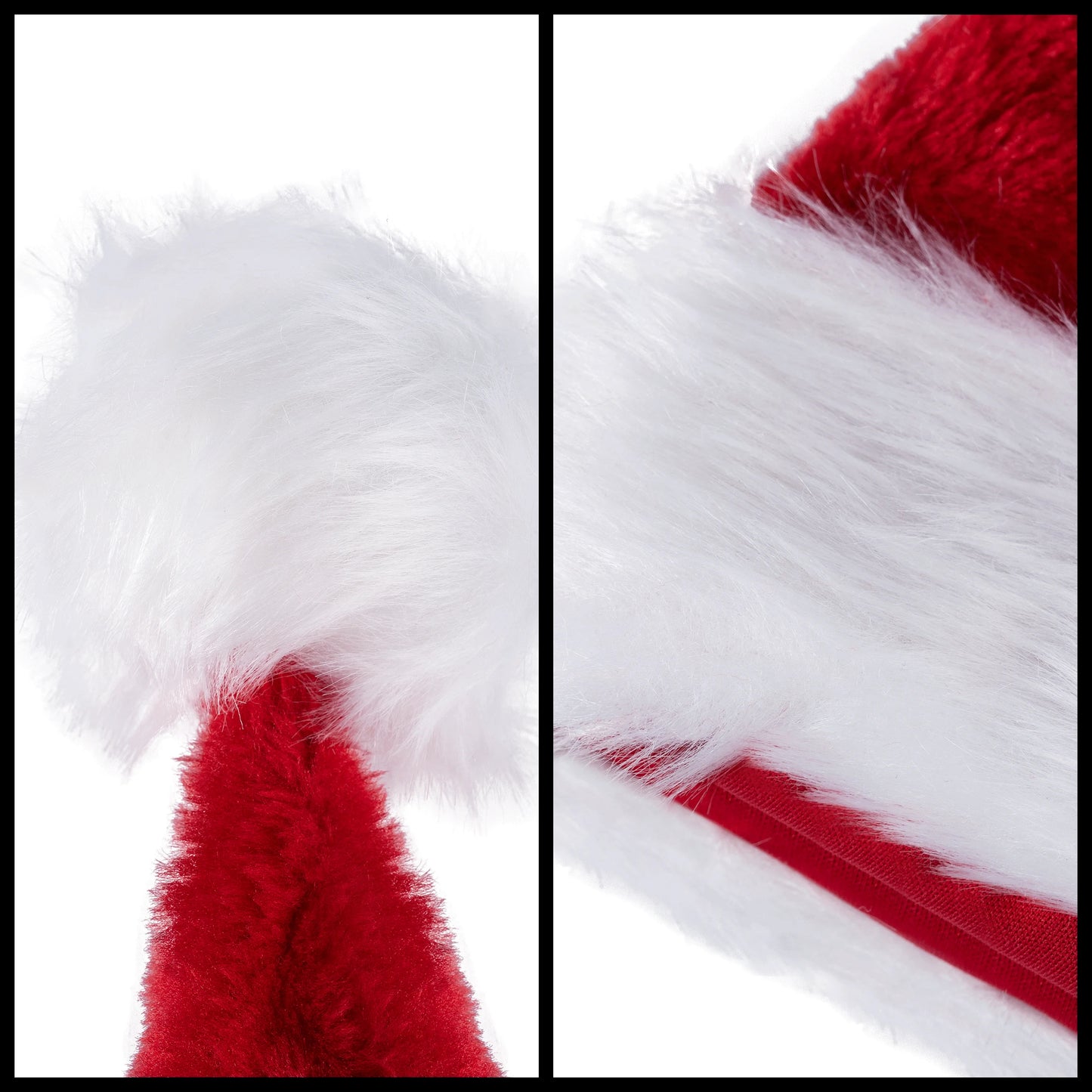 Joyfy Light Up Santa Hats Adult Christmas Hat Elf Xmas Party Hat Red Plush Hat for Adult Women Men
