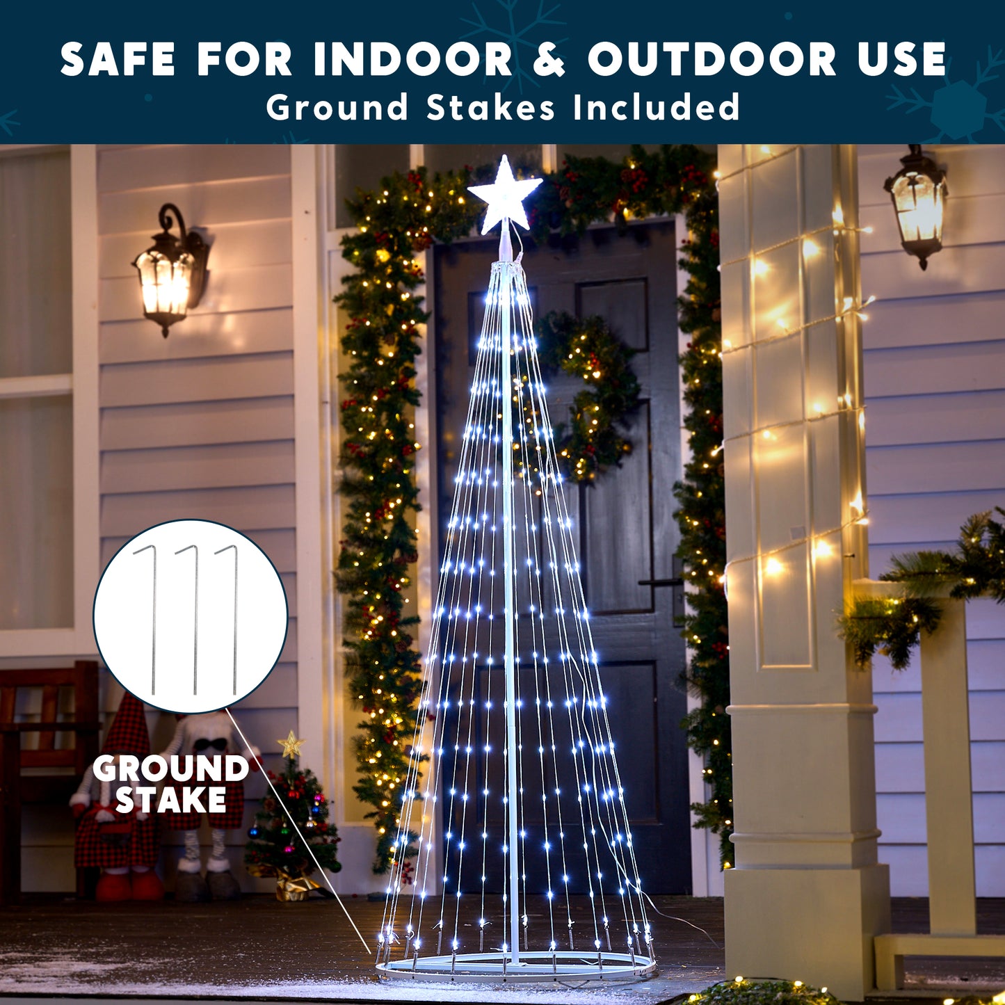 Joyfy 6 FT Animated Cone Tree Yard Light Christmas Decoration Outdoor,280 LED Christmas Tree Light Decorations,Christmas Yard Light with Stakes Decorations Outdoor Holiday Decor