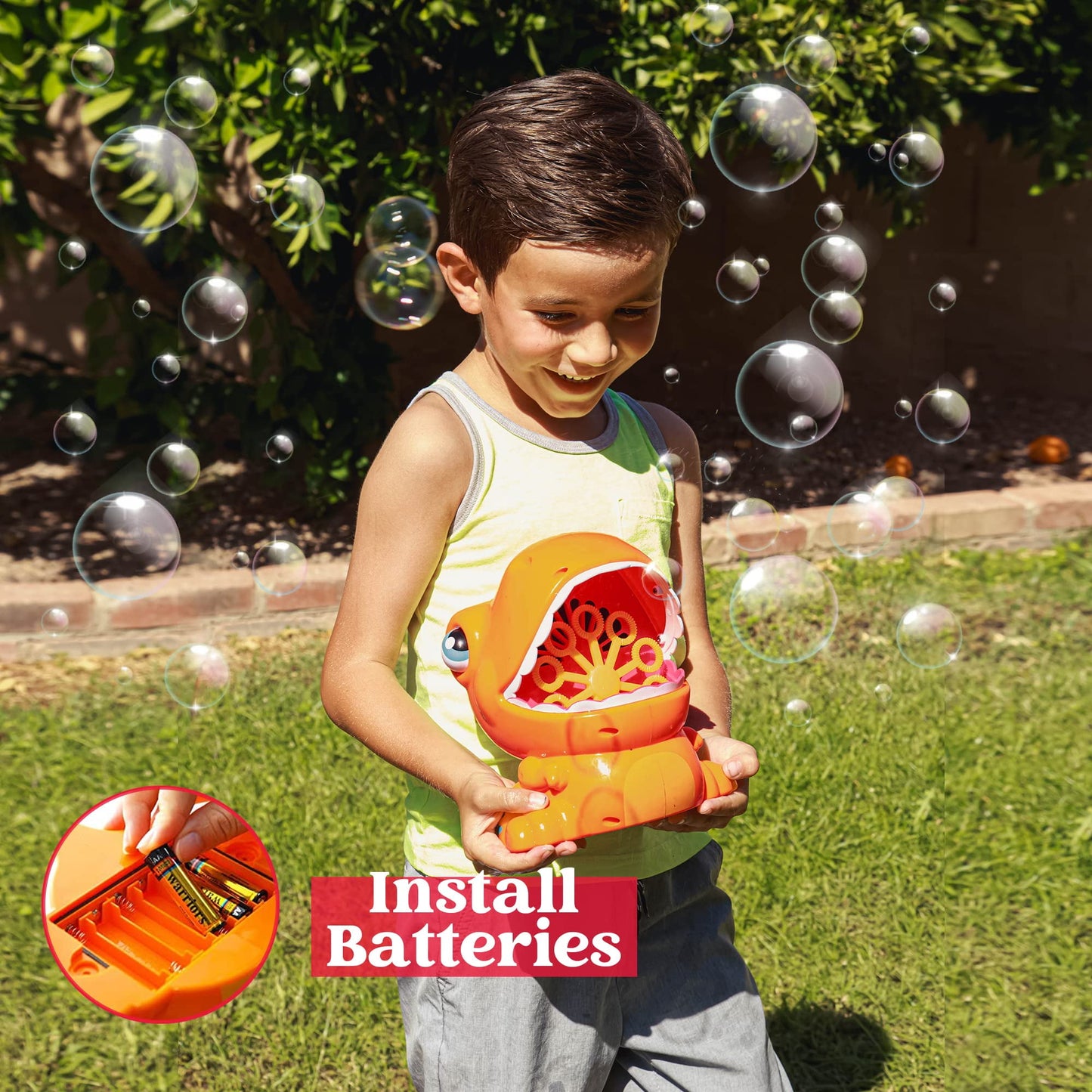 Dinosaur Bubble Machine Automatic Bubble Blower with Refill Solutions, Kids Summer Outdoor Indoor Toy, Dinosaur Party Favor, Kids Birthday Gift