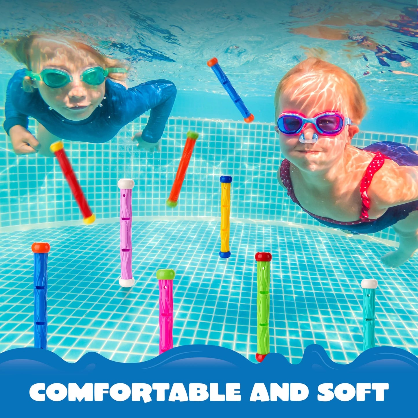 Syncfun Diving Sticks Pool Toys, 8 Pcs Underwater Training Pool Dive Stick for Kids, Colorful Swimming Toy Sinking Throwing Sticks for Kids Gifts Summer Swim Training Water Fun Pool Games(Sticks)