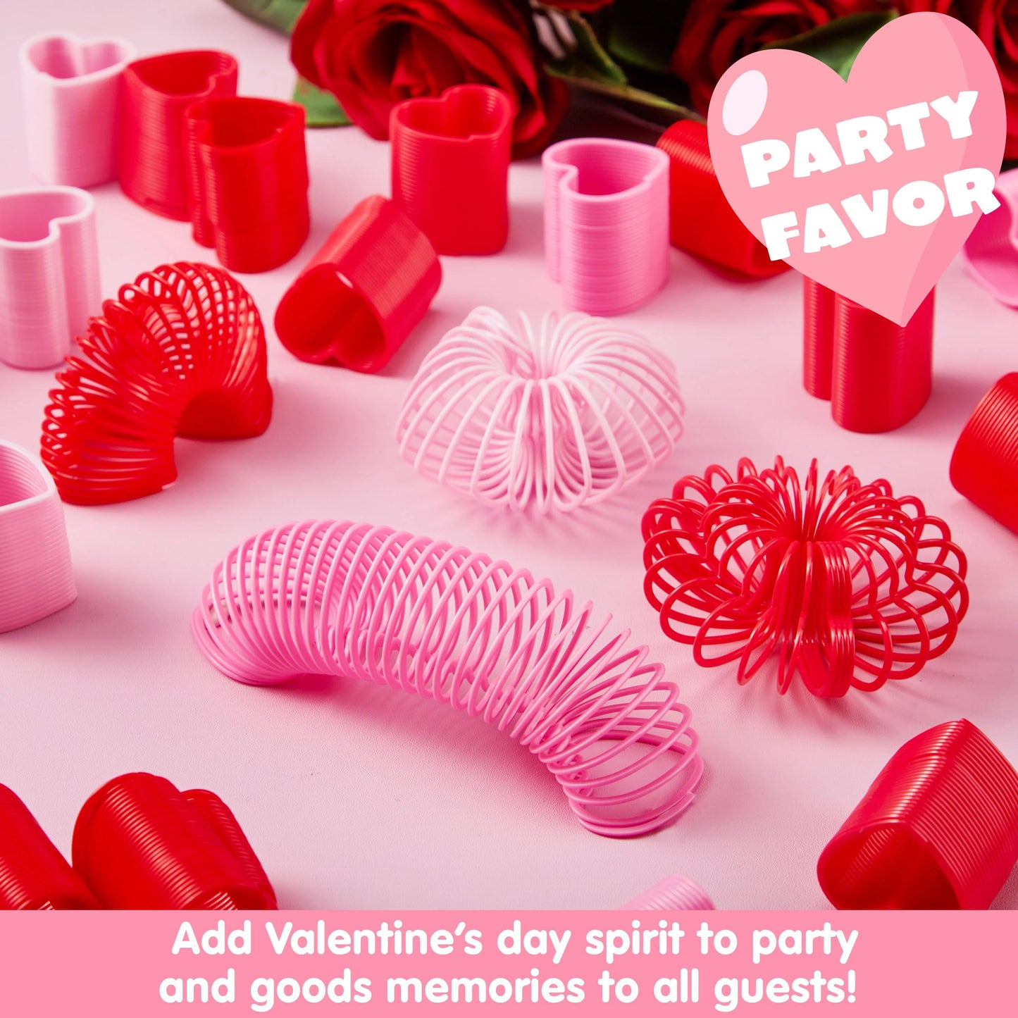 30 Packs Valentine’s Day Party Favors with Mini Springs Toys, Multi-Color Heart Coil Springs Toys, Stress Relief Fidget Toys for Kids Classroom Exchange, School Prize and Goodie Bag Stuffers