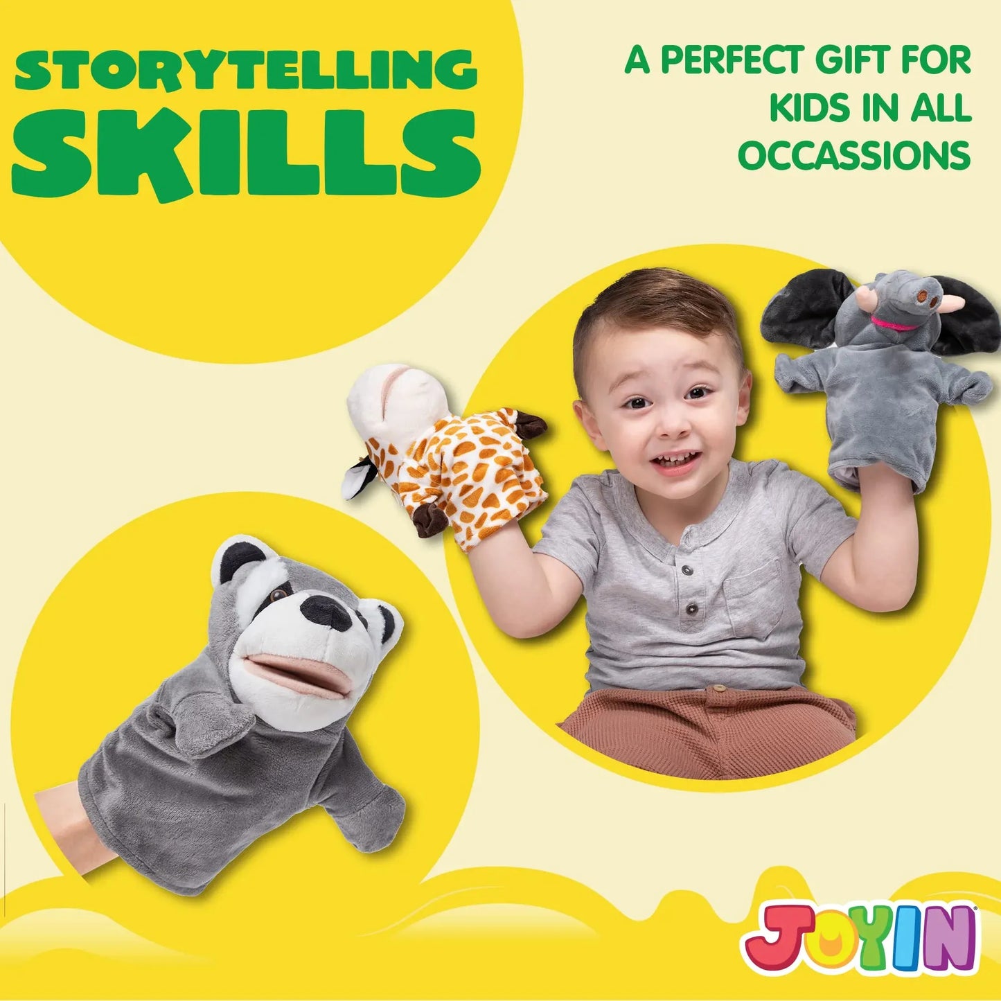 Syncfun 6Pcs Kids Hand Puppet with Mouth, Toddler Animal Plush Toy for Show Theater, Birthday Gifts, Easter Basket Stuffers
