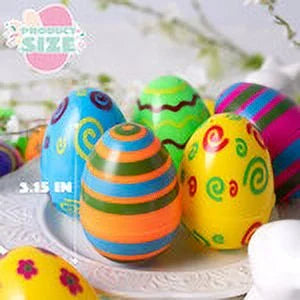JOYFY 24 PCS 3.15" Printed Easter Eggs Refillable,Colorful Plastic Eggs in Bulk for Easter Hunts,Classroom Prize Supplies Party Favors