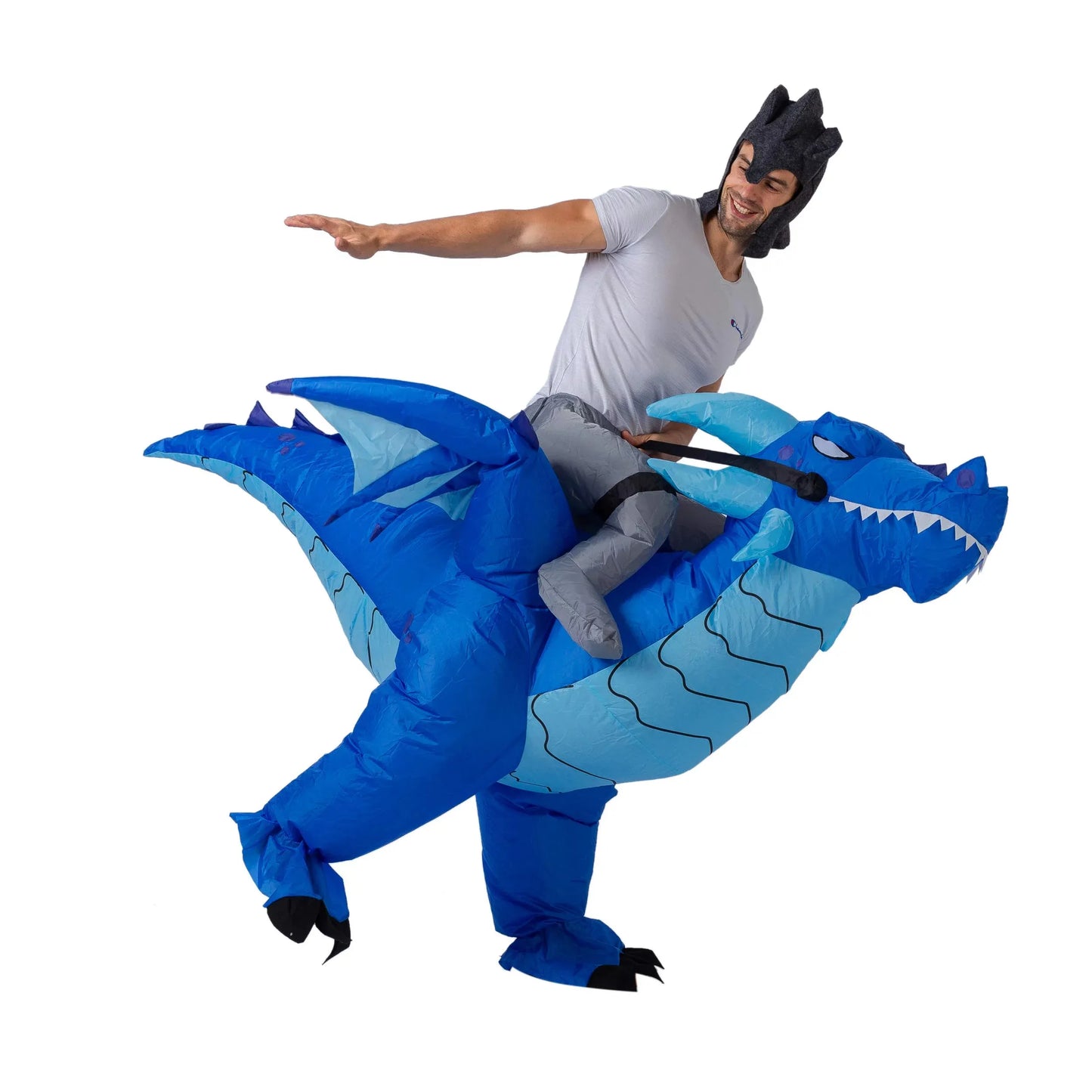 Syncfun Inflatable Costume Riding a Fire or Ice Dragon Air Blow-up Deluxe Halloween Costume - Adult Size