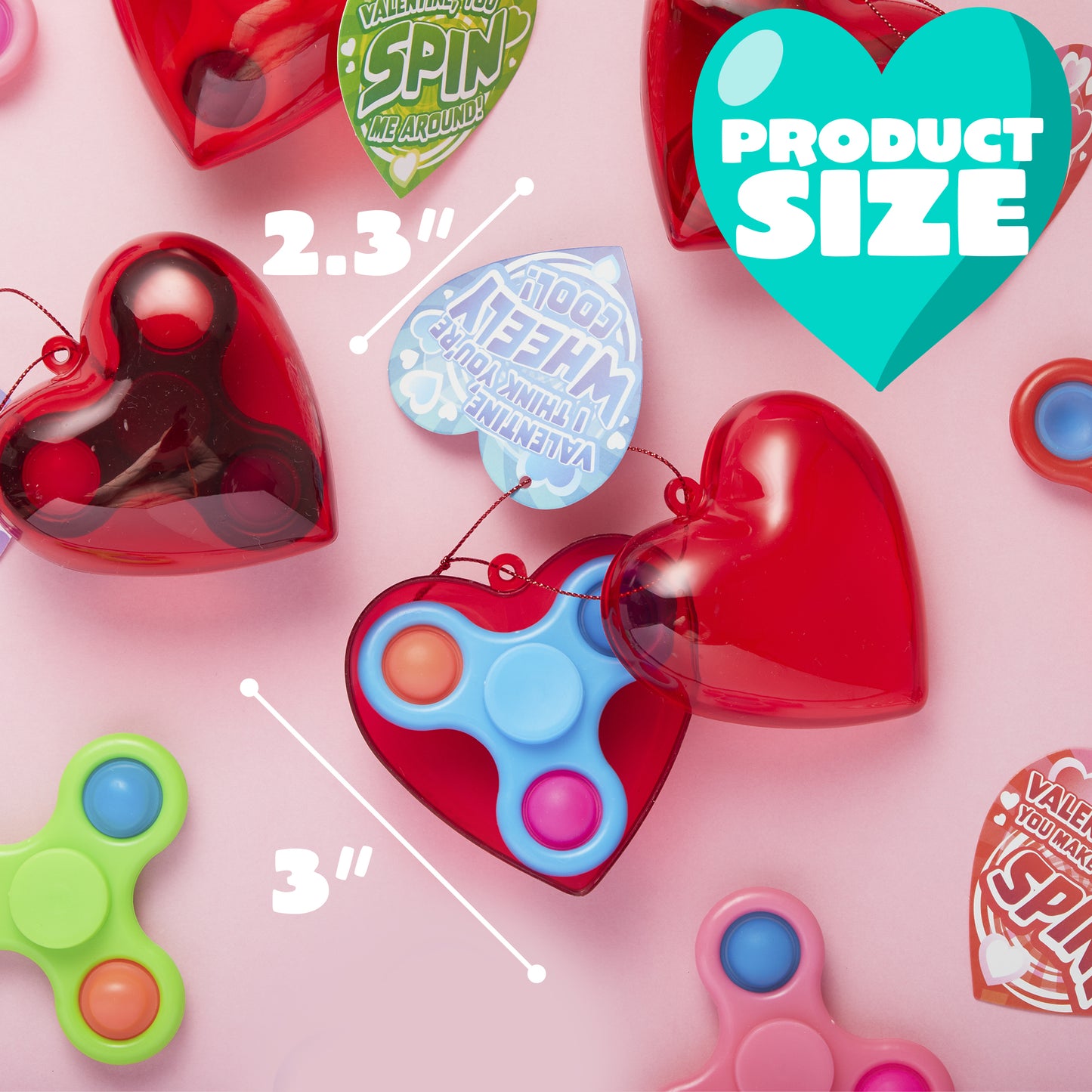 56 Pcs Valentines Cards for Kids (28 Fidget Spinner and 28 Cards),Valentine’s Card Classroom Exchange Prizes for Boys and Girls