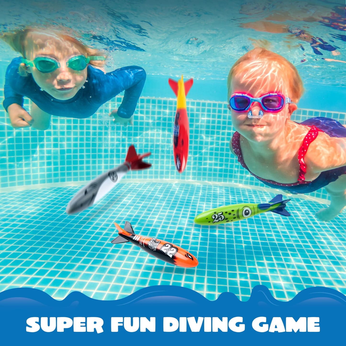 Syncfun 8 Packs Pool Toys, Shark Underwater Diving Toys, Colorful Swimming Toys Sinking Throwing for Kids Gifts Summer Swim Dive Training Water Fun Pool Games(Sharks)