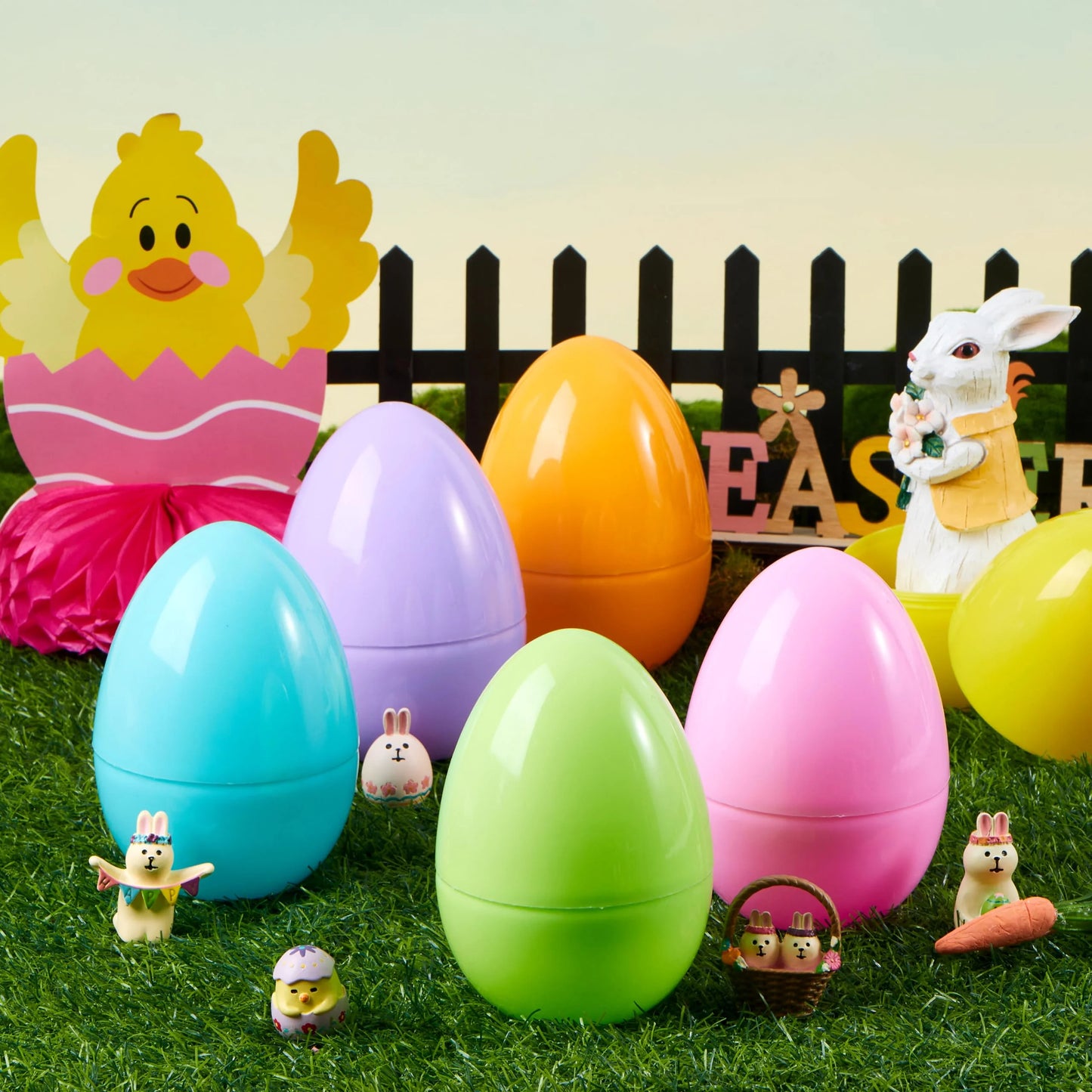 6 Pack Giant Pastel Easter Eggs, 6 Inch Plastic Eggs, Fillabl