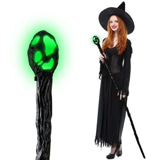 Joyfy Halloween Led Wizard Staff,Magic Walking Cane Prop Stick for Womens Witch Costume Accessories Adult Light Up Accessories Halloween Costume