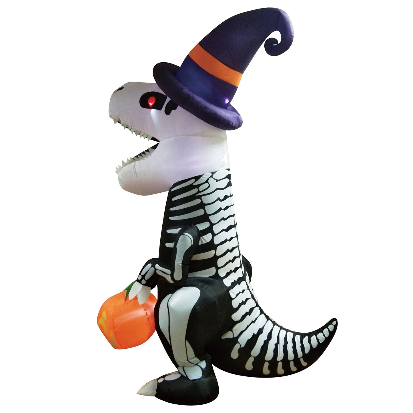 Syncfun 8 FT Halloween Inflatable Skeleton Dinosaur with Build-in LEDs Pumpkin Decorations,Halloween Outdoor Decorations Blow up Yard Decorations