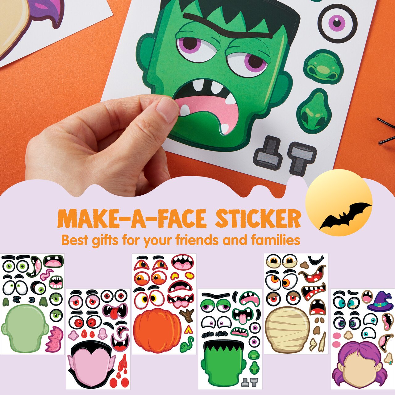 Joyfy 30 Pcs Halloween Stickers Make a Face Halloween Characters Stickers for Kids,Pumpkin Decorations Stickers Fall Stickers Party Favors for Kids,Halloween Craft