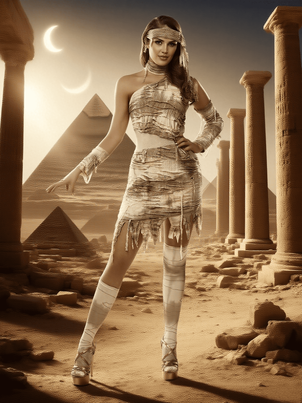 Joyfy Women's Mystical Mummy Costume Halloween Fancy-Dress Costume Party Cosplay