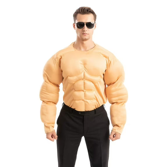 Joyfy Halloween Men's Muscle Suit, Muscle Shirt, Funny Adult Costumes, Body Builder Costume for Halloween Party Cosplay