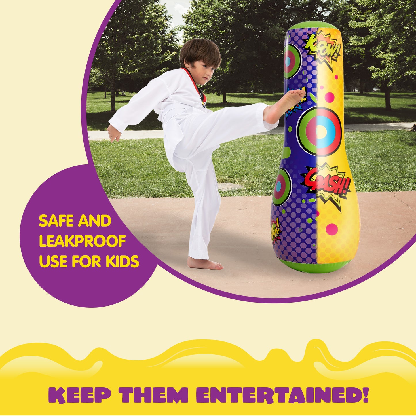 Syncfun Inflatable Punching Bag For Kids,47 Inches Double-sided Bop Bag With Bounce-back Action For Toddler