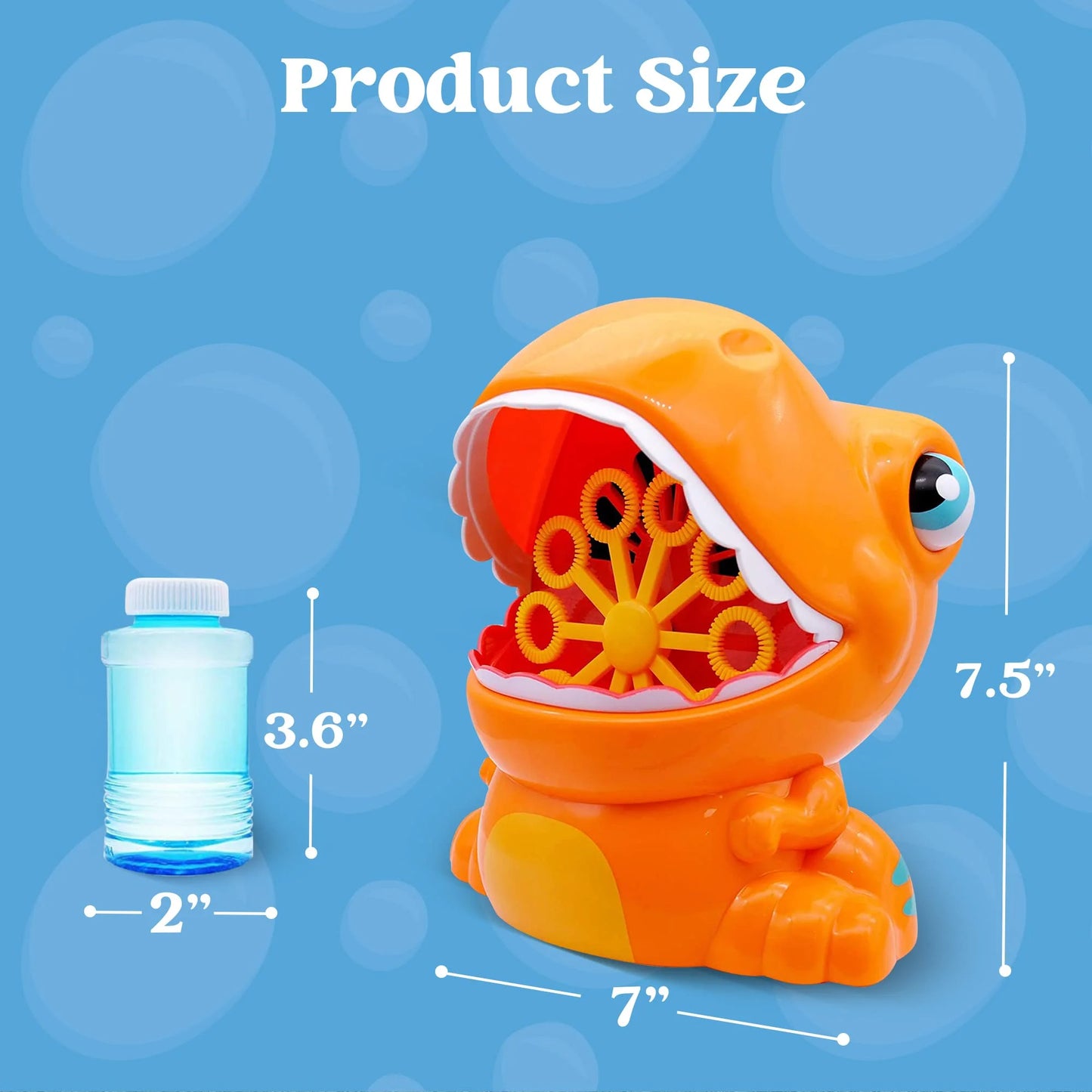 Dinosaur Bubble Machine Automatic Bubble Blower with Refill Solutions, Kids Summer Outdoor Indoor Toy, Dinosaur Party Favor, Kids Birthday Gift
