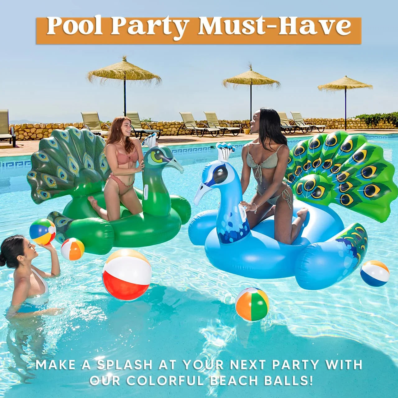JOYFY 18 Pcs Rainbow Beach Balls, 3 Size Inflatable Swimming Pool Toys for Summer Water Games Kids Birthday Party Supplies