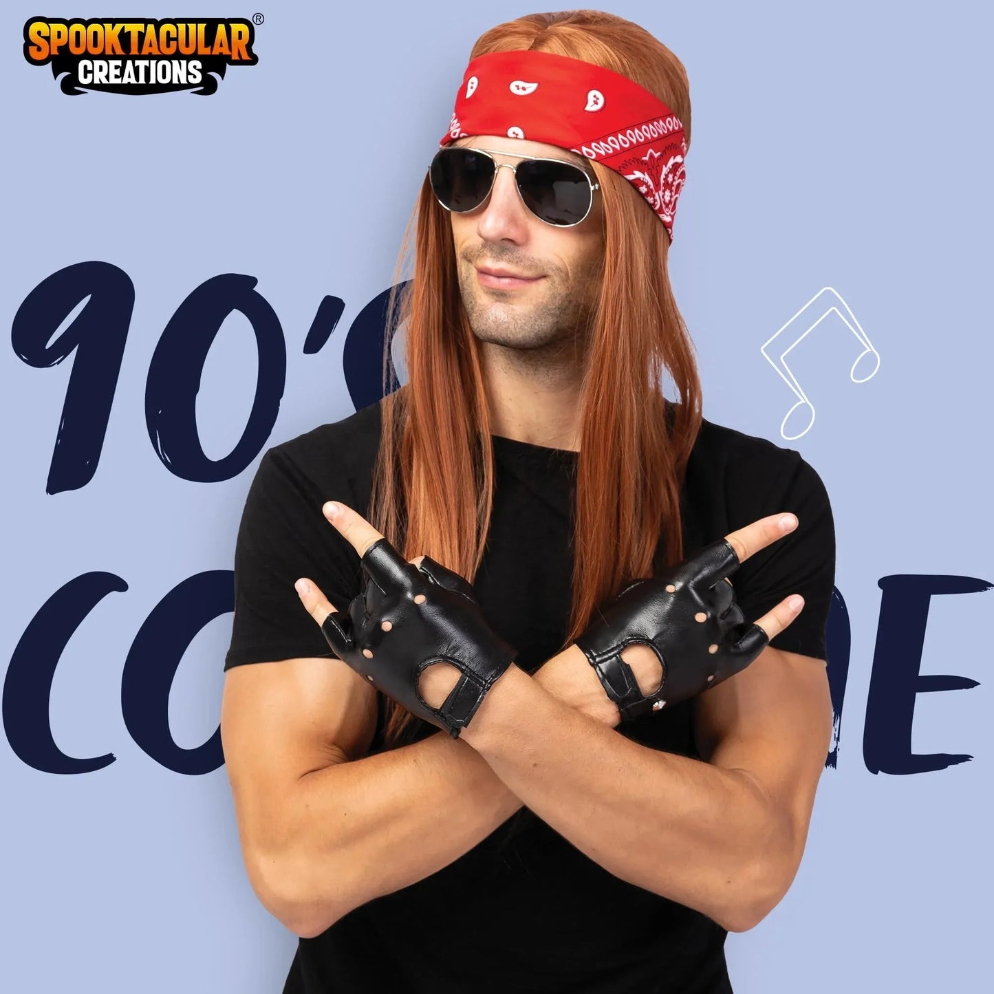 Syncfun Rockstar 90s Rocker Costume Party Cosplay Halloween Costumes for Men Adults