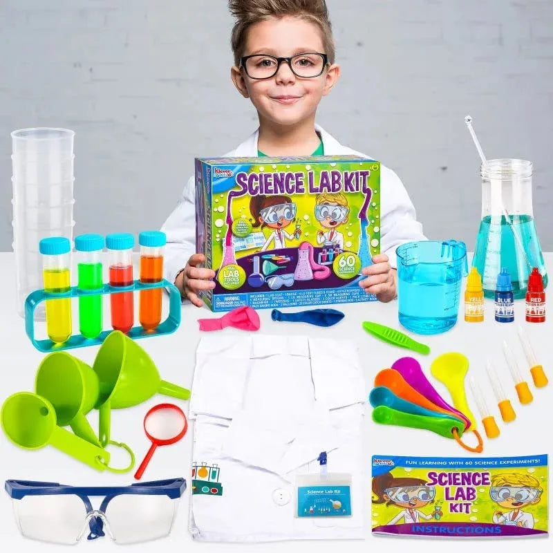 Syncfun 60 Science Kits For Kids Age 8-12 5-7, Experiment Kits With Lab Coat Scientist Costume , birthday Gift For Kids