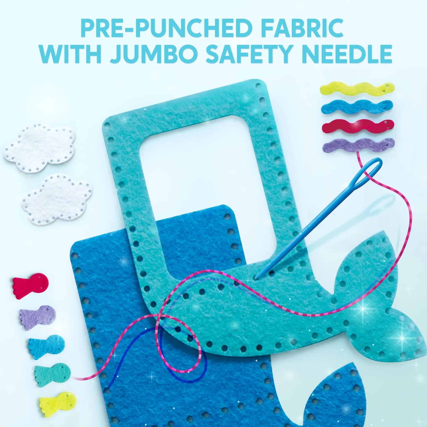 Syncfun 7 Sewing Projects Felt Sewing Kit for Kids, Animal Arts and Crafts of Magical Unicorn Pillow and Enchanting Mermaid Card Holder, Birthday Gift for Girls aged 6+