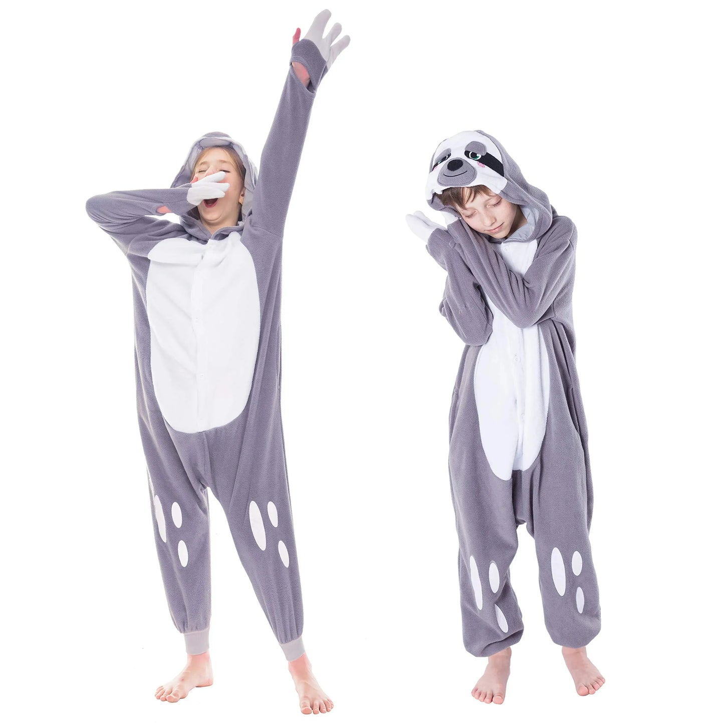 Syncfun Pajama Plush for Child, Sloth Unisex jumpsuit One Piece Animal Costume for Halloween Party Cosplay