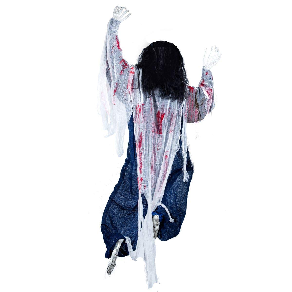 SYNCFUN 47 Inch Halloween Decor Climbing Zombie Skeleton with Bloodstains,Halloween Hanging Decorations Indoor and Outdoor Yard Decorations