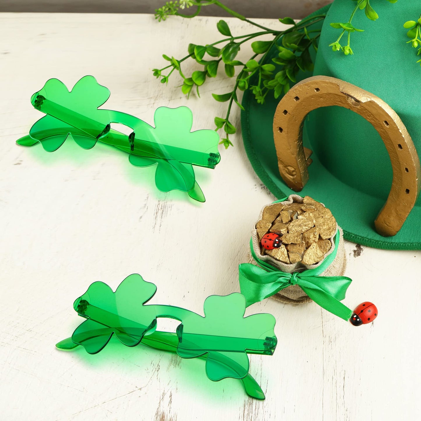 24 pairs of St. Patrick's Day clover sunglasses, clover glasses, St. Patrick's accessories party discount supply