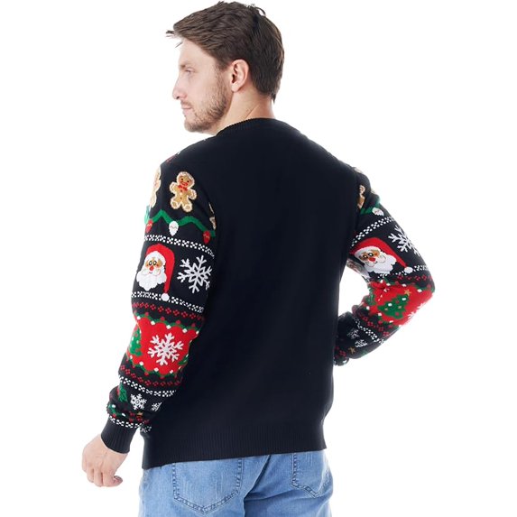 Joyfy Mens Ugly Christmas Cardigan Sweater, Mens Funny Glowing Ugly Sweater, Mens Santa Claus V Neck Cardigan Sweater