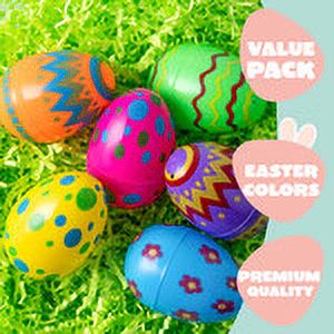 JOYFY 24 PCS 3.15" Printed Easter Eggs Refillable,Colorful Plastic Eggs in Bulk for Easter Hunts,Classroom Prize Supplies Party Favors