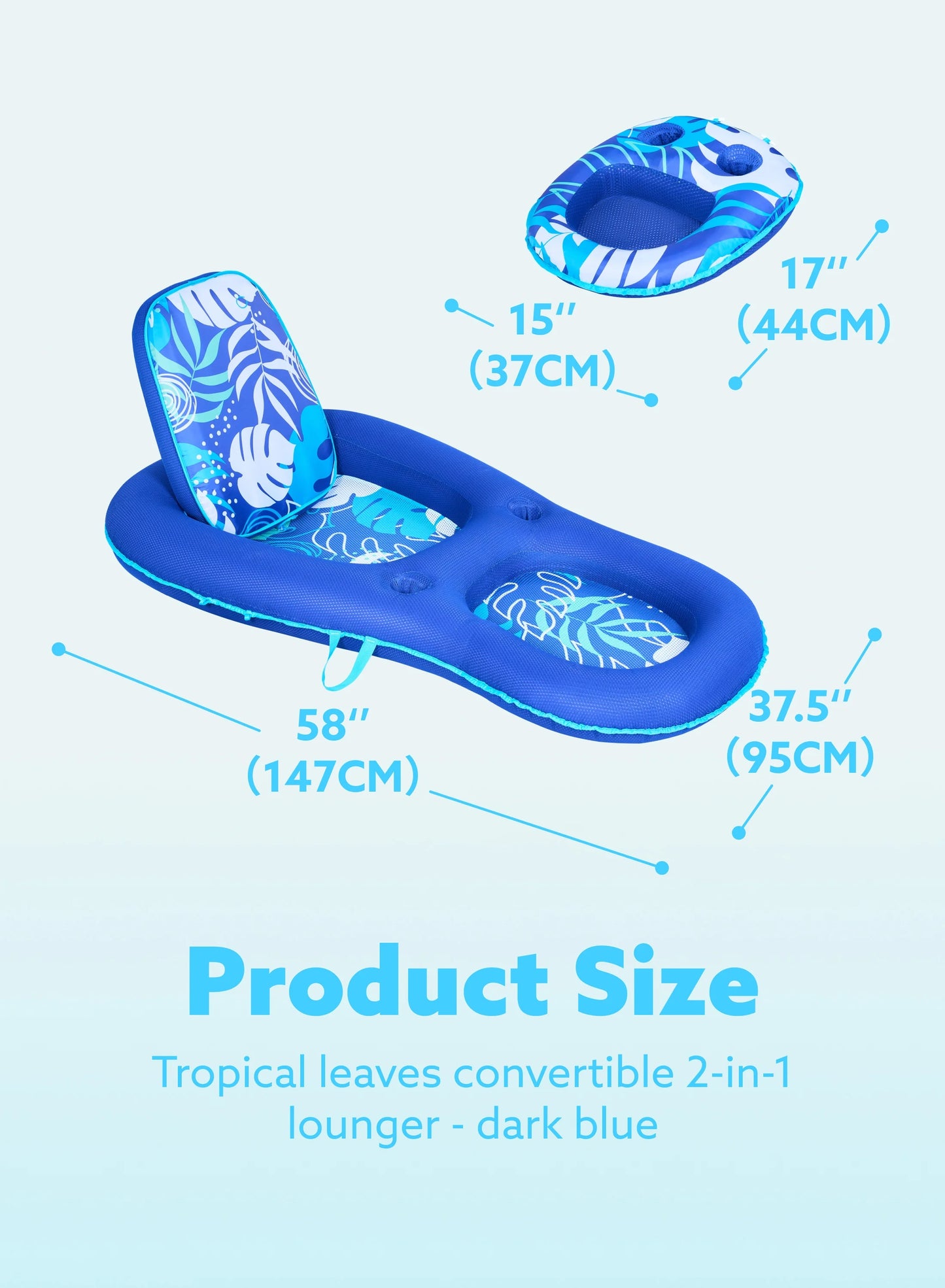 Pool Lounge Float Adult, Inflatable Pool Floats Lounger Raft Floaties Water Floating Recliner Chair with Cup Holders Foot Rest Swimming Pool Floaty