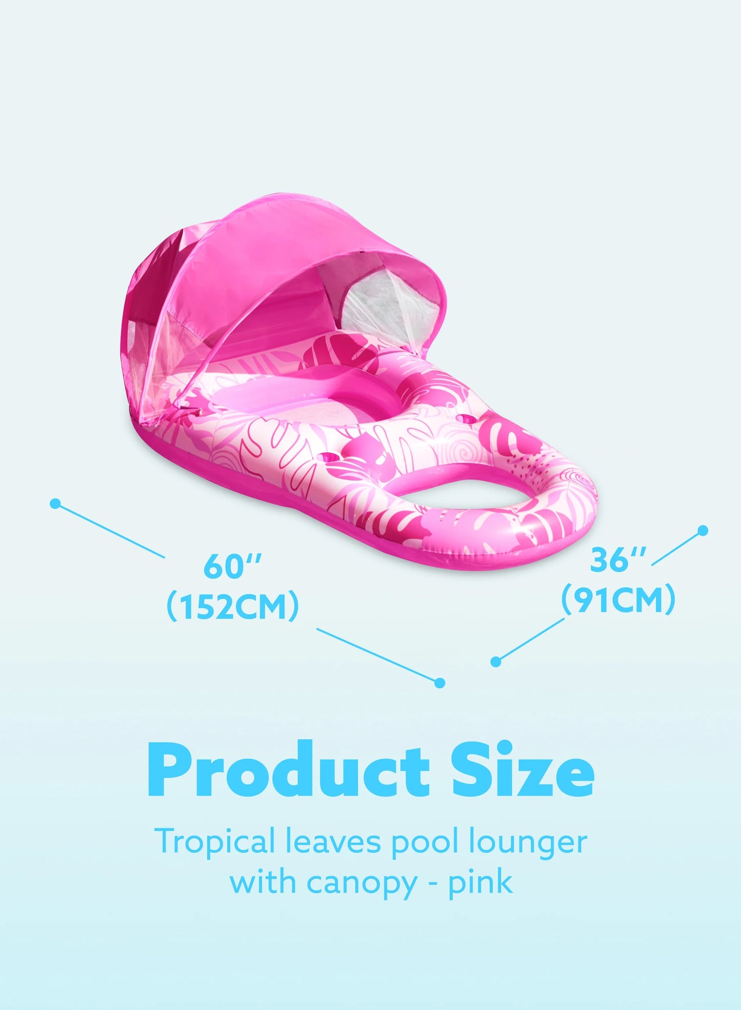 Pool Lounge Float with Canopy for Adult, Inflatable Pool Floats Lounger Raft Floaties Water Floating Recliner Chair with Cup Holders Foot Rest Swimming Pool Floaty