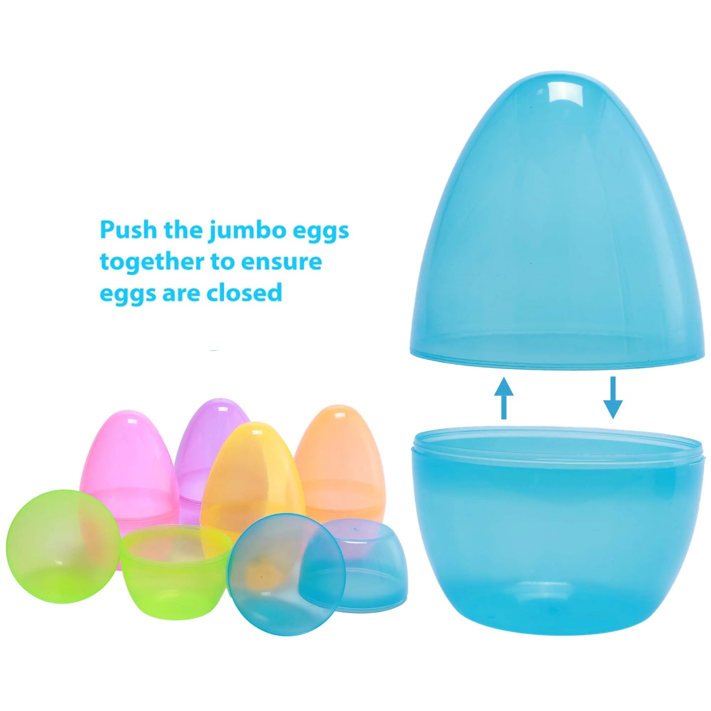 6-Piece 10-Inch Giant Easter Eggs Clear and Colorful, Great for Filling Specific Toys
